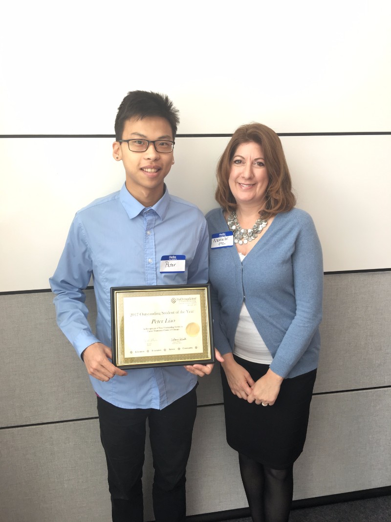 Outstanding Student of the Year - Peter Liao, with Career Transitions Center of Chicago, pictured with Nadia Whiteside